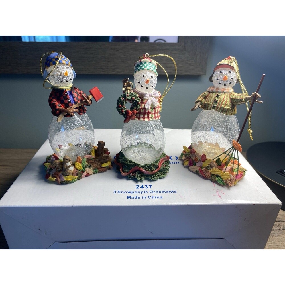 Vintage 2001 Princess House Set Of 3 Snowmen Christmas Ornaments - #2437.